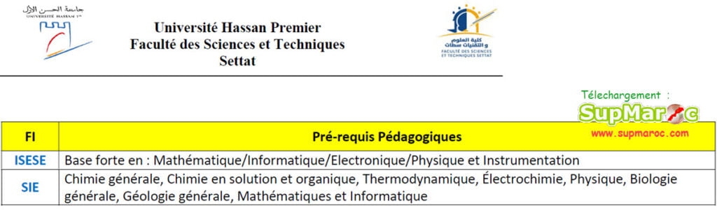 Fst Settat Concours Eme Annee C Ing Nieur Supmaroc