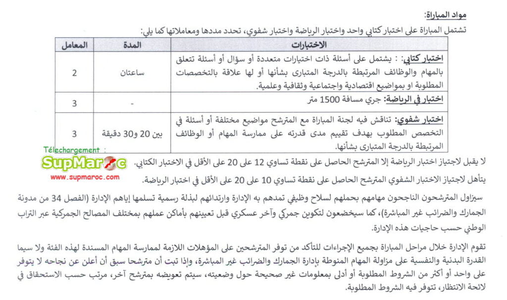 Présélection Douane Concours 500 Gardiens Douanes 2024 Supmaroc