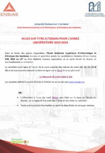 Concours ENSIAS Rabat Accès Titre licence 2023 2024 Supmaroc